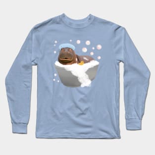 Cute Baby Hippo Bathtime Long Sleeve T-Shirt